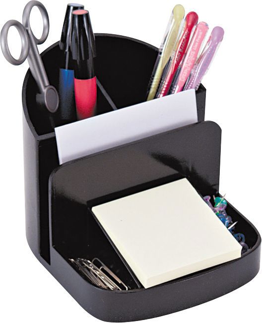 Deluxe Message Center, 6 Compartments, Plastic, 5.5 x 6.75 x 5, Black